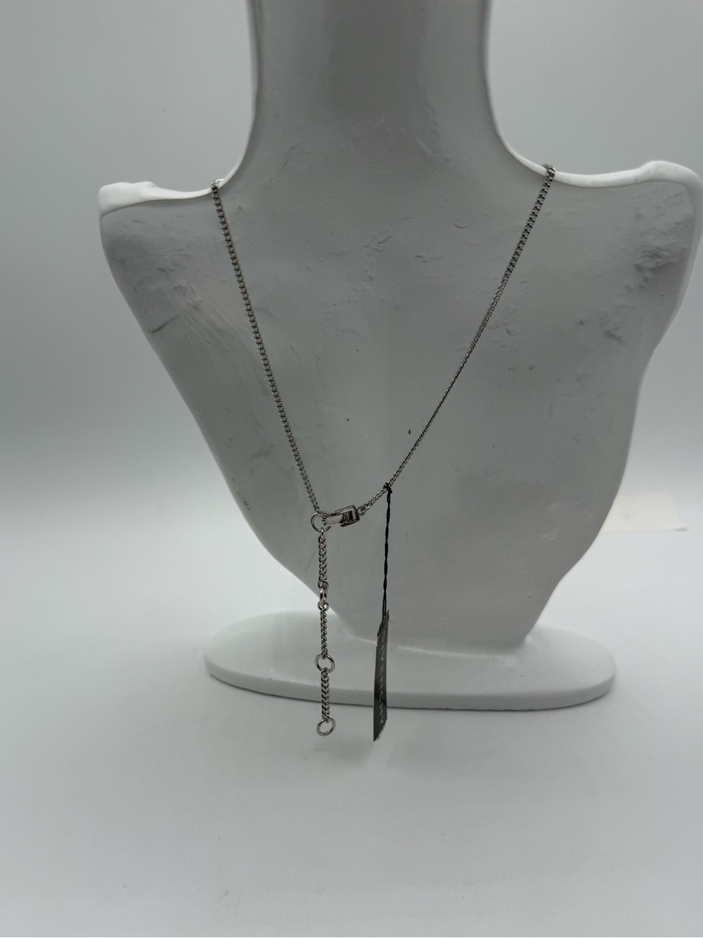 Givenchy Crystal Teardrop Y Necklace Silver Tone Rhinestone Statement Necklace - Picture 6 of 13